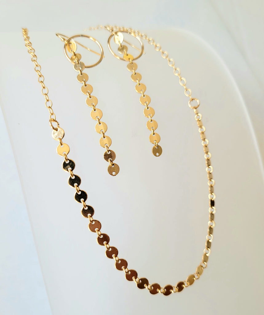 coin Dana Boyko Fused Glass necklace earring set 14k gold filled