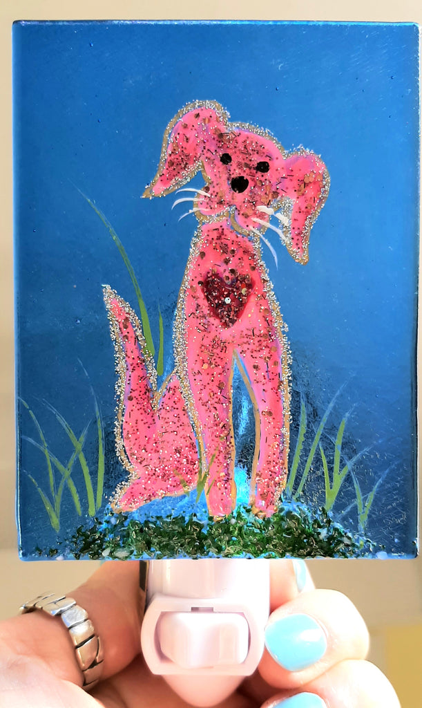 sparkle puppy Dana Boyko Fused Glass nightlight night light 