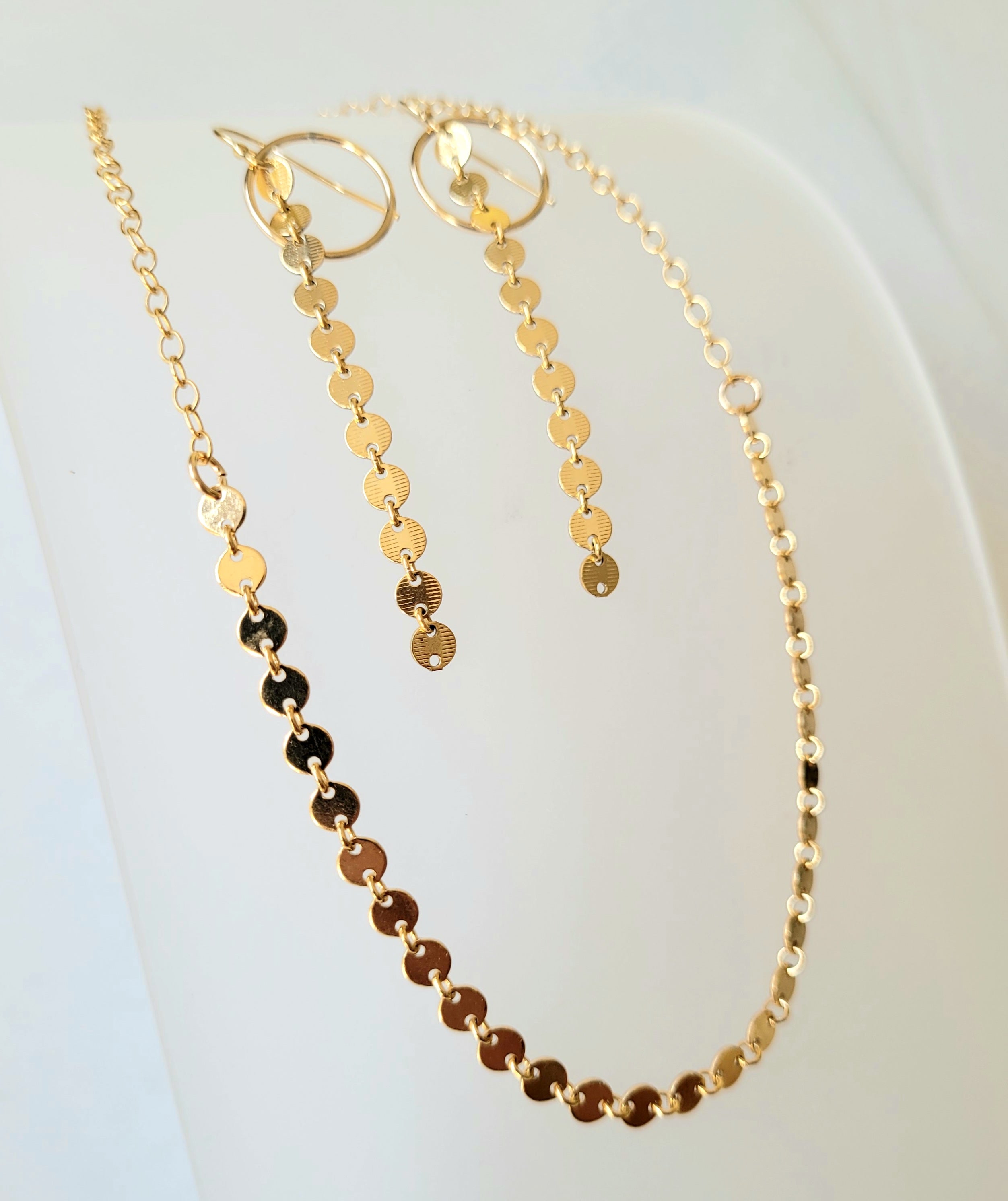 Coin choker necklace earring set- 14k gold filled