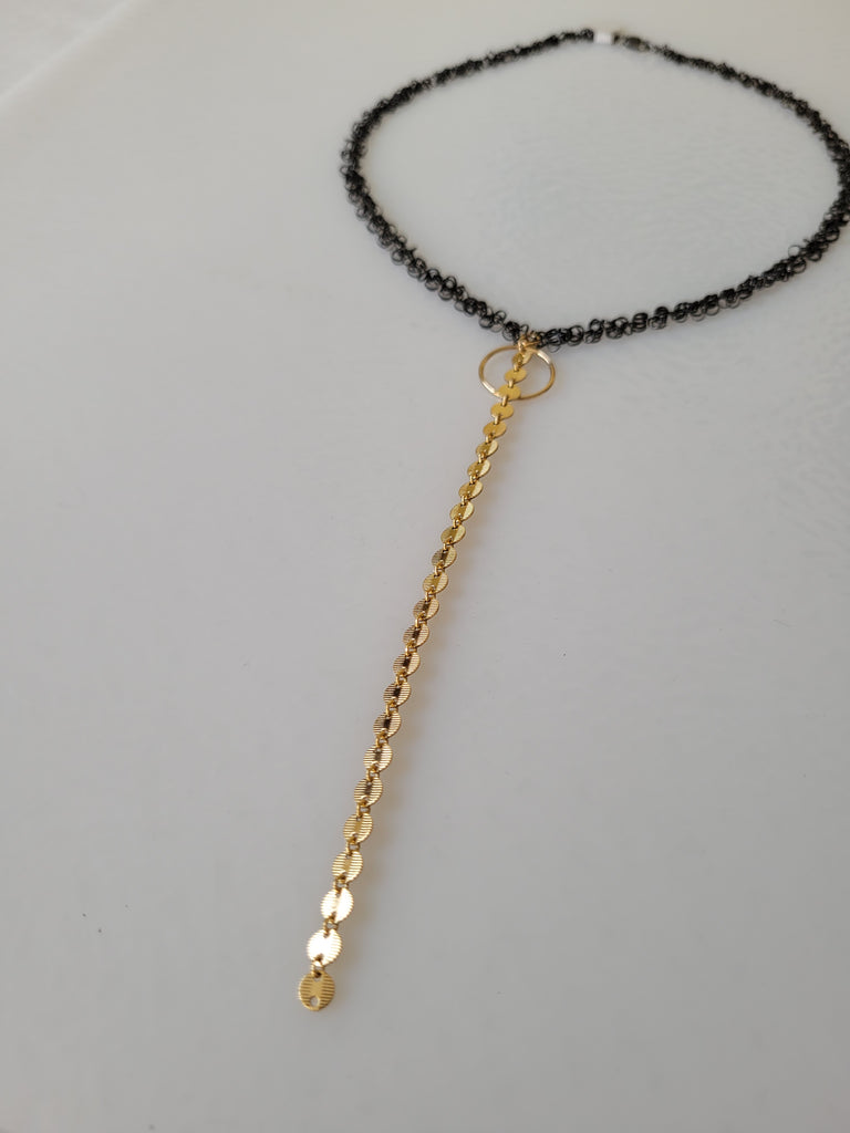 y Dana Boyko Fused Glass necklace oxidized sterling silver 14k gold filled