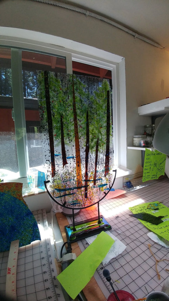Dana Boyko Fused Glass fine art for windows trees with base