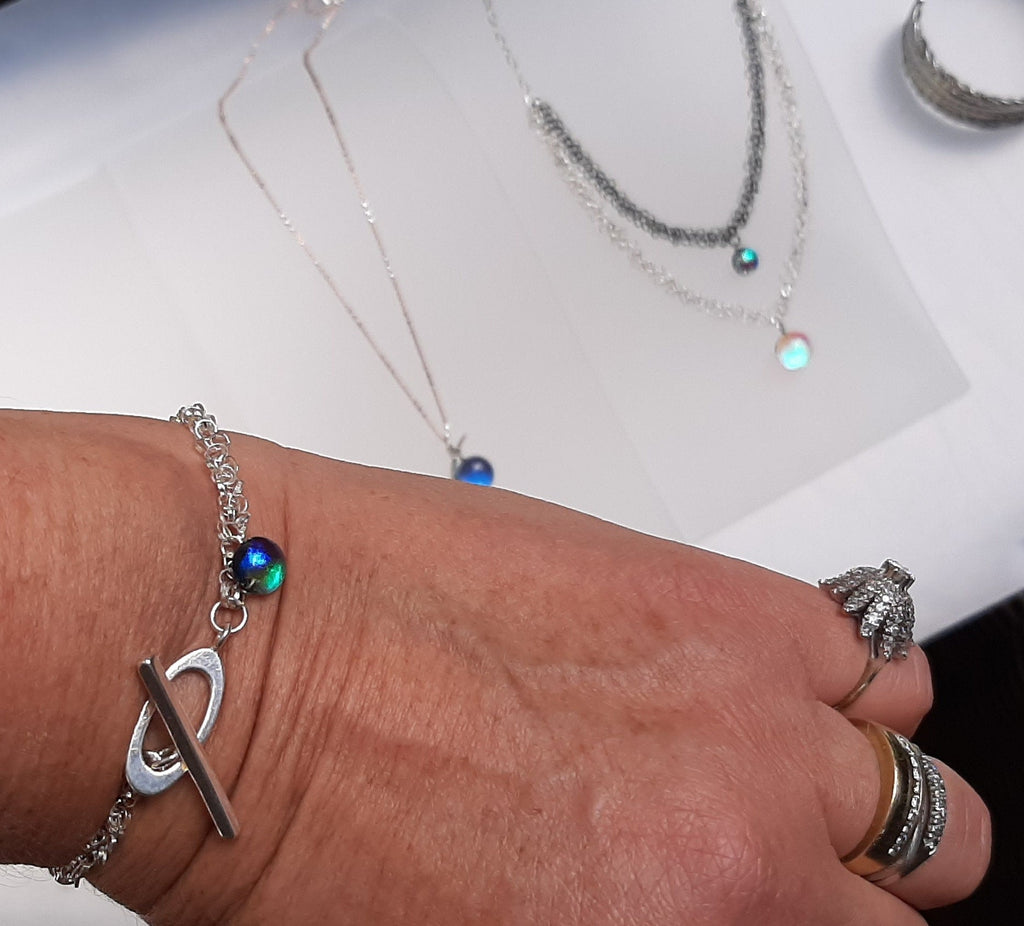Dana Boyko Fused Glass bracelet set on sterling silver