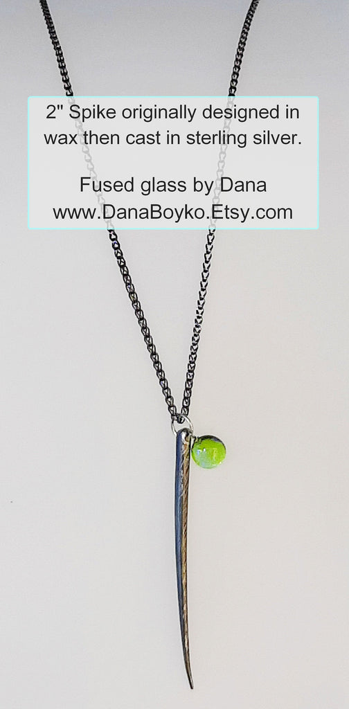 spike Dana Boyko Fused Glass necklace in solid sterling silver