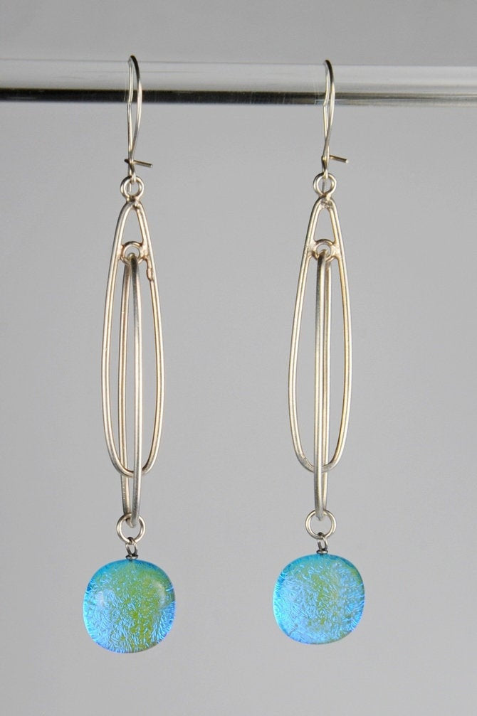 Dana Boyko Fused Glass earrings set on sterling silver 12