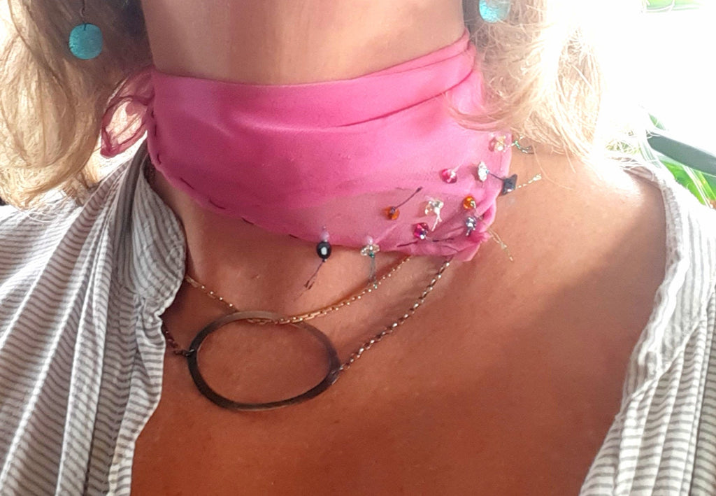silk chiffon scarf embellished with swarovski crystals 5
