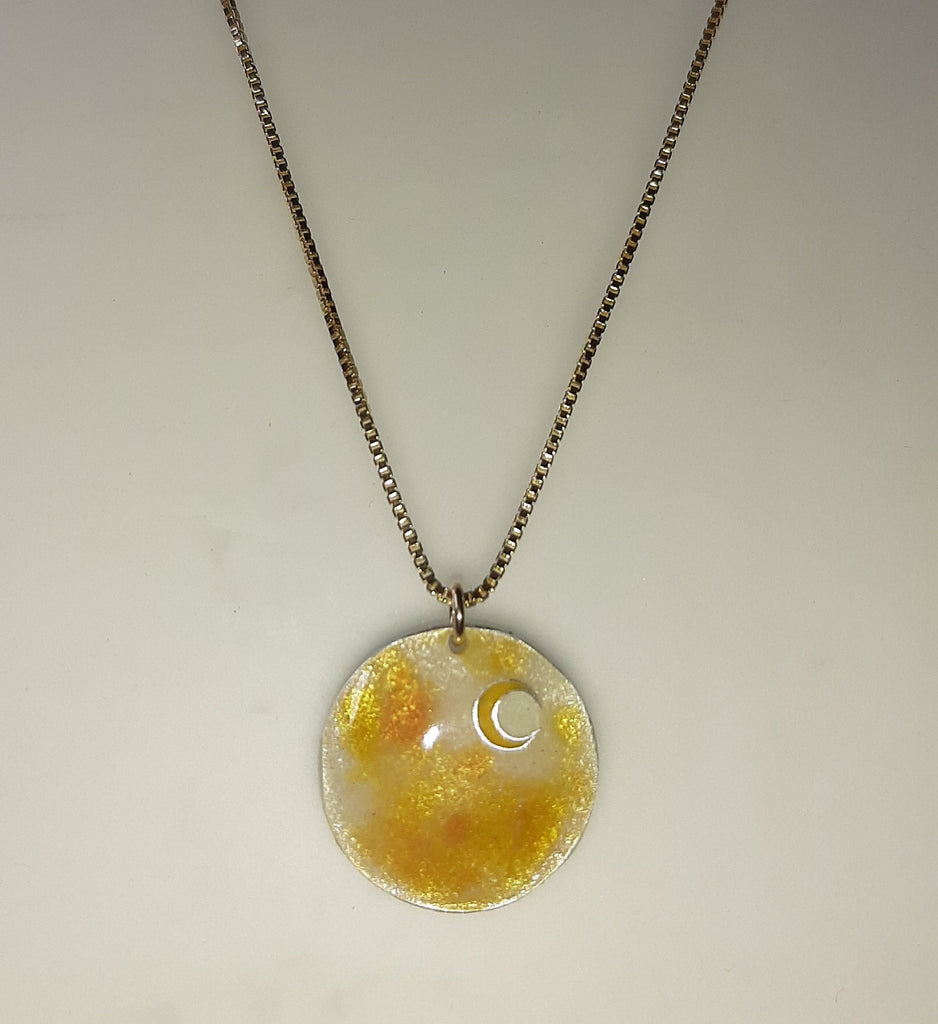 cloisonne Dana Boyko Fused Glass enameled pendant on fine silver la luna collection