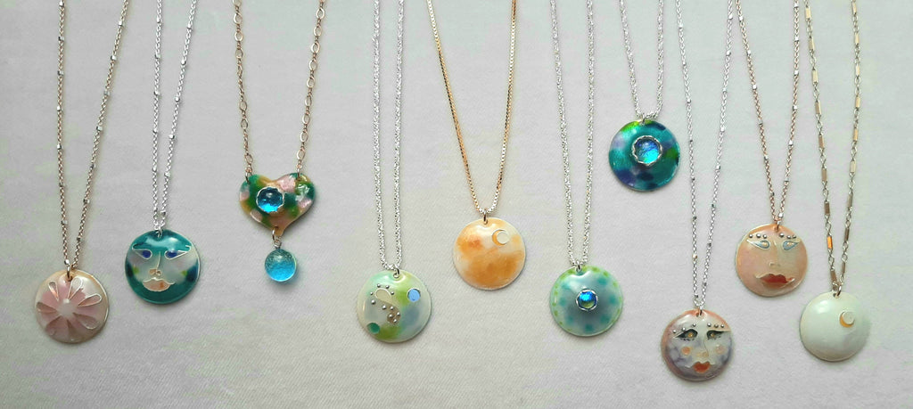 cloisonne Dana Boyko Fused Glass enameled pendant la luna collection
