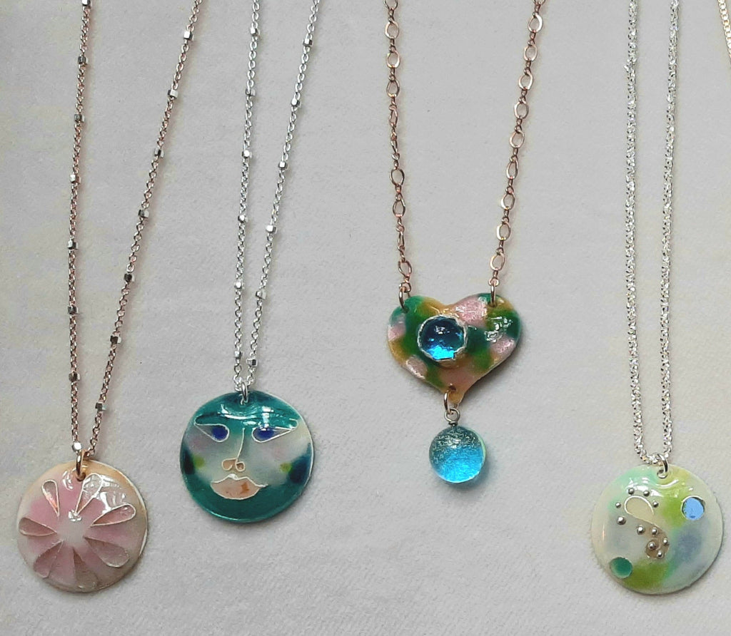 cloisonne Dana Boyko Fused Glass enameled pendant la luna collection